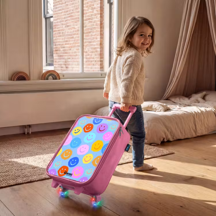 Kinderkoffer - Roze - Vrolijk patroon van smileys — 3