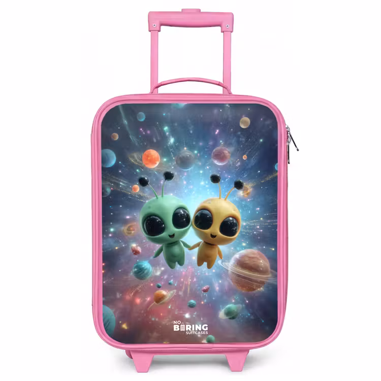 Kinderkoffer - Roze - Vrolijke buitenaardse vrienden — 1