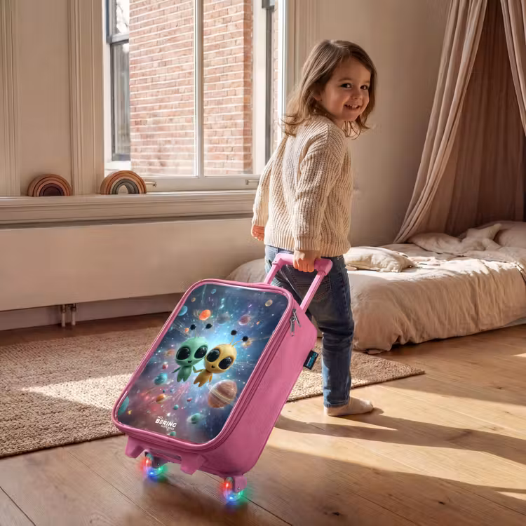 Kinderkoffer - Roze - Vrolijke buitenaardse vrienden — 3
