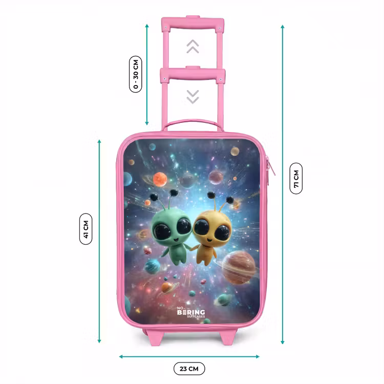 Kinderkoffer - Roze - Vrolijke buitenaardse vrienden — 5