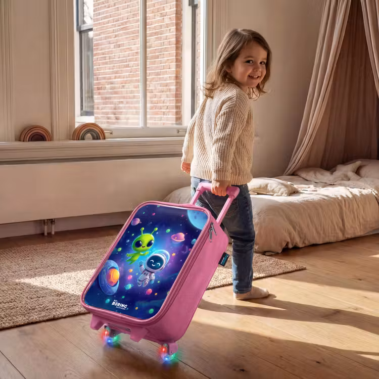 Kinderkoffer - Roze - Vrolijke Ontmoeting in de Ruimte — 3
