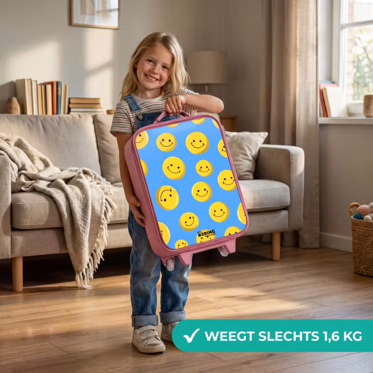 Kinderkoffer - Roze - Vrolijke smileyregen — 2