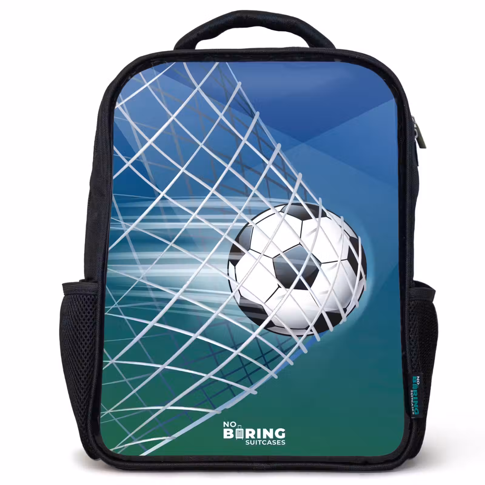 Kinderrugzak met naam - Zwart - Bal in het goal — 1