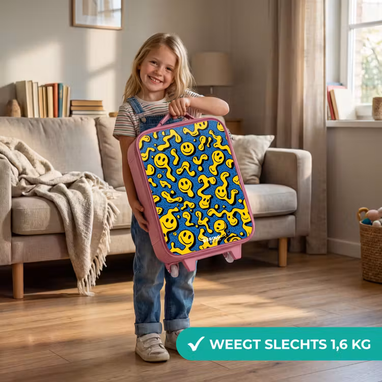 Kinderkoffer - Roze - Smiley - Blauw - Geel — 2