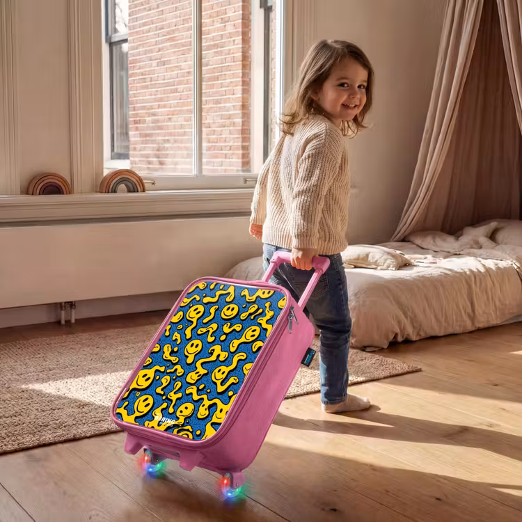 Kinderkoffer - Roze - Smiley - Blauw - Geel — 3