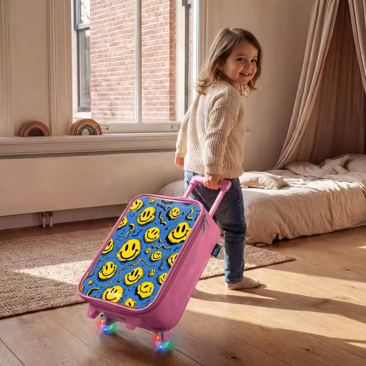 Kinderkoffer - Roze - Smiley - Geel - Blauw — 3