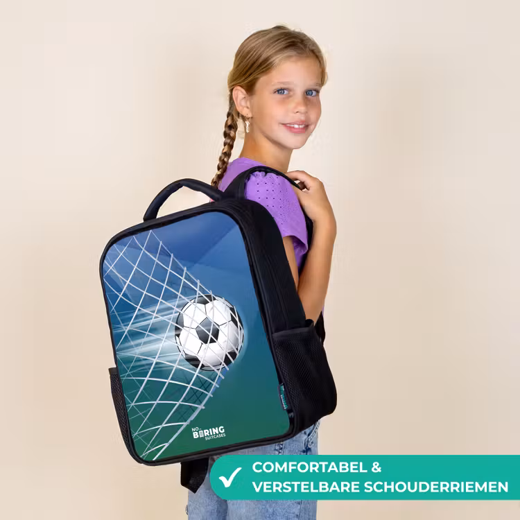 Kinderrugzak met naam - Zwart - Bal in het goal — 3