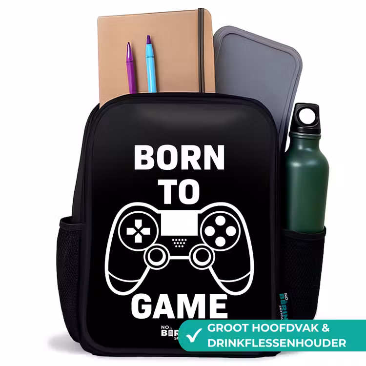 Kinderrugzak met naam - Zwart - Born to game met controller — 4