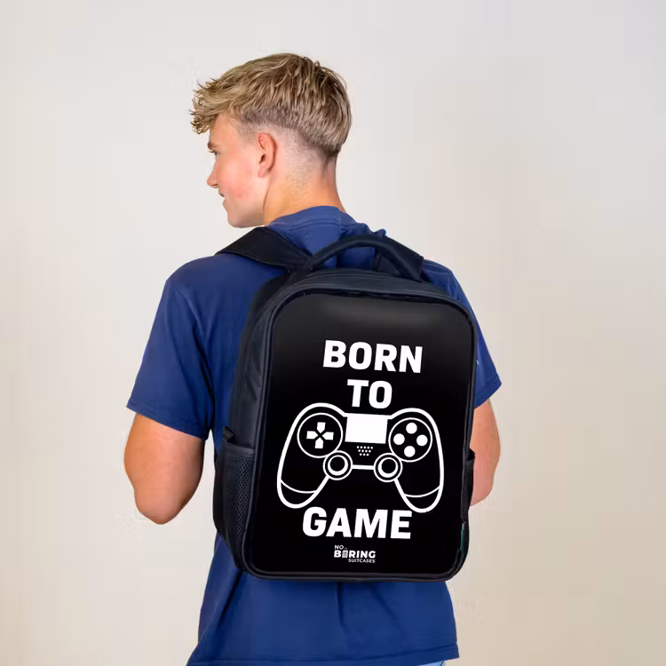 Kinderrugzak met naam - Zwart - Born to game met controller — 6