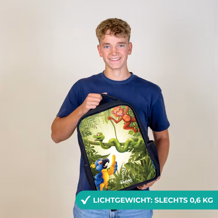 Kinderrugzak met naam - Zwart - Dieren in de jungle β 2
