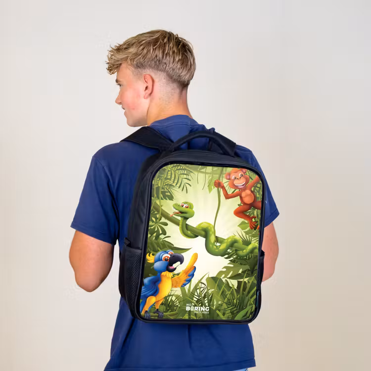 Kinderrugzak met naam - Zwart - Dieren in de jungle β 6