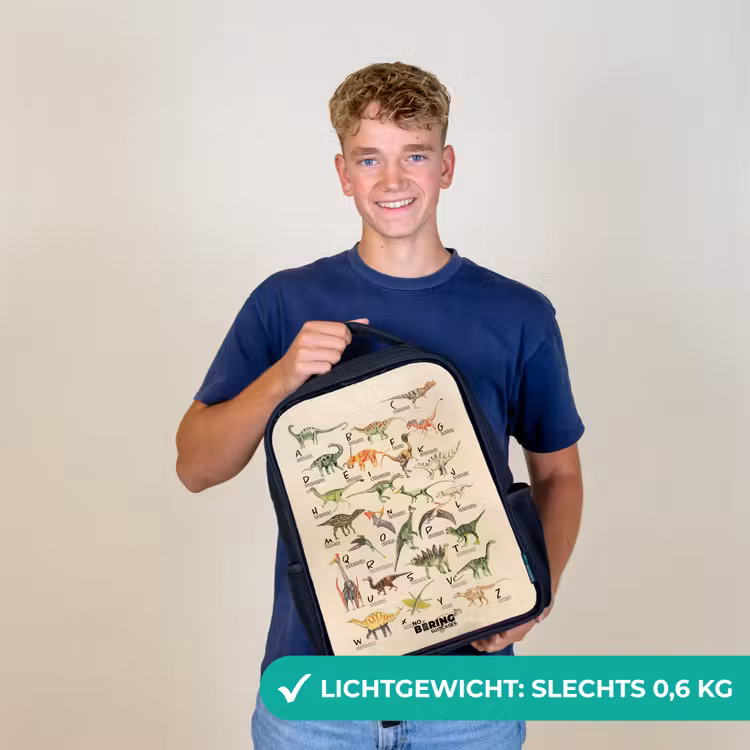 Kinderrugzak met naam - Zwart - Dino alfabet β 2