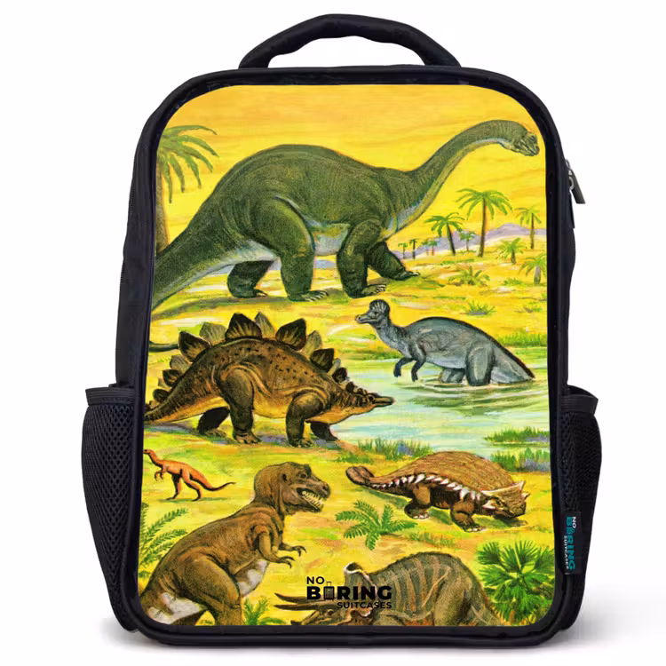 Kinderrugzak met naam - Zwart - Dino's bij het water — 1