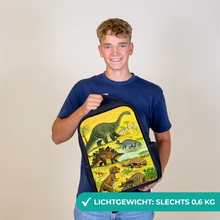 Kinderrugzak met naam - Zwart - Dino's bij het water — 2