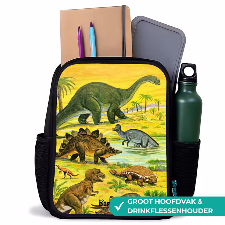 Kinderrugzak met naam - Zwart - Dino's bij het water — 4