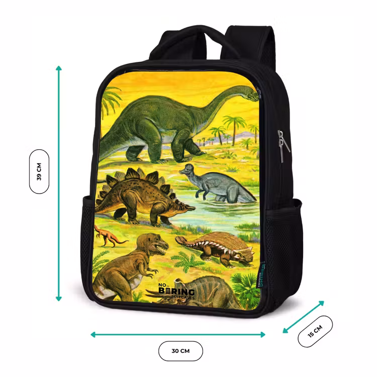 Kinderrugzak met naam - Zwart - Dino's bij het water — 5