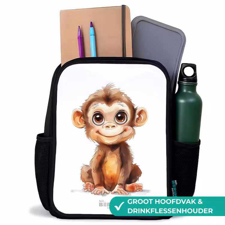 Kinderrugzak met naam - Zwart - Baby aap — 4