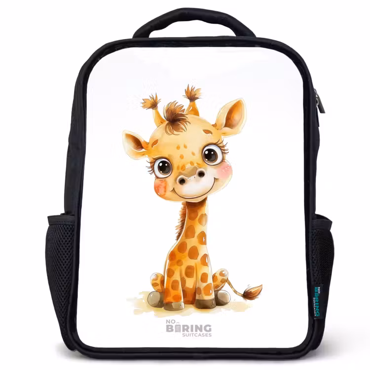 Kinderrugzak met naam - Zwart - Baby giraffe — 1