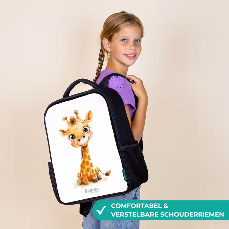 Kinderrugzak met naam - Zwart - Baby giraffe — 3