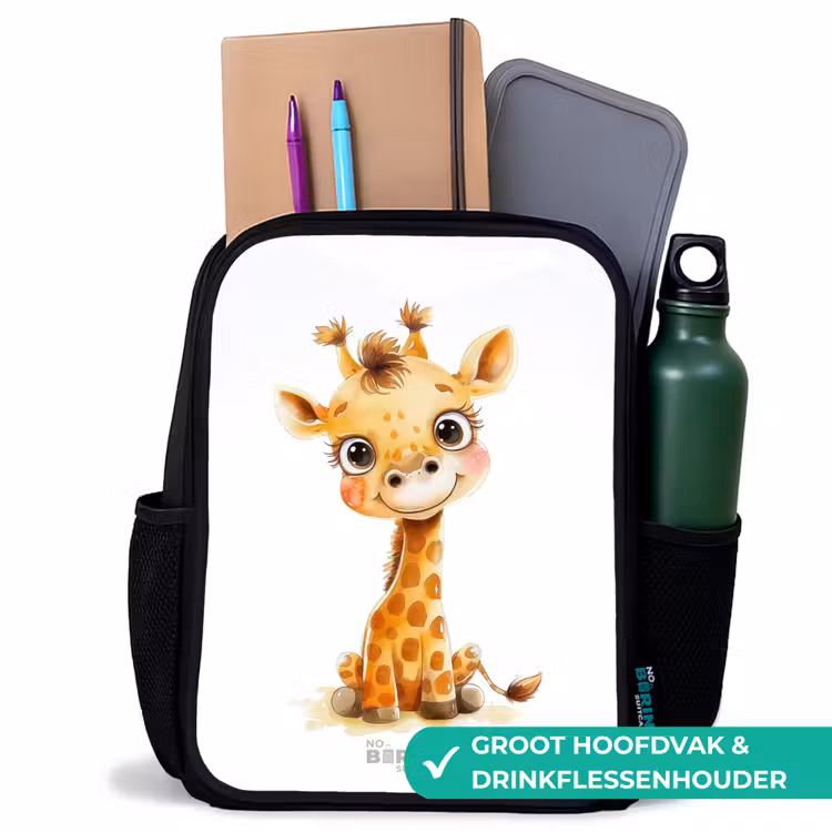 Kinderrugzak met naam - Zwart - Baby giraffe — 4