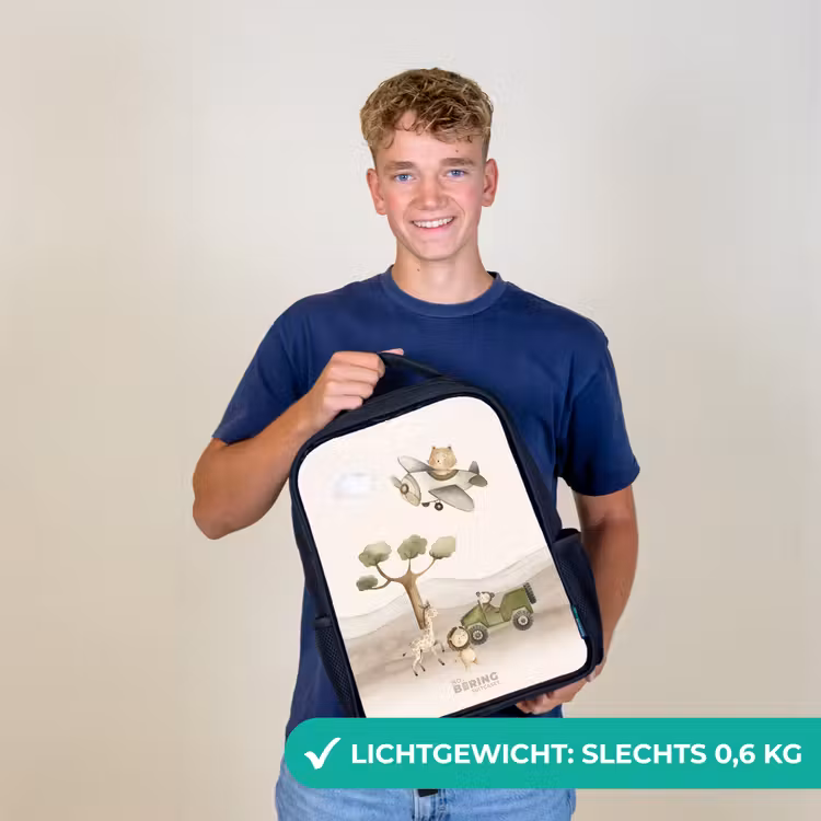Kinderrugzak met naam - Zwart - Dieren op safari — 2