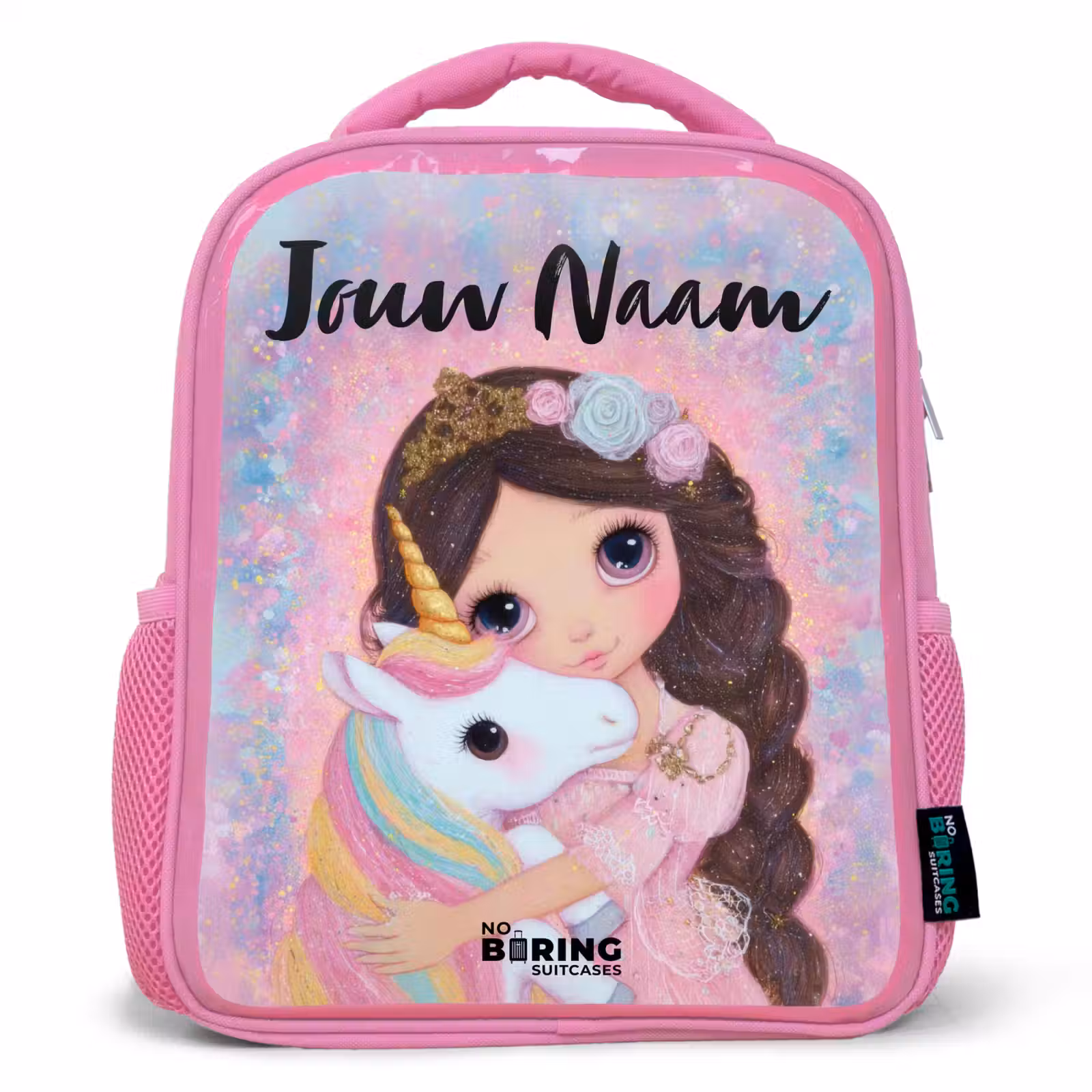 Kinderrugzak met naam - Roze - Meisje - Eenhoorn - Glitter — 1