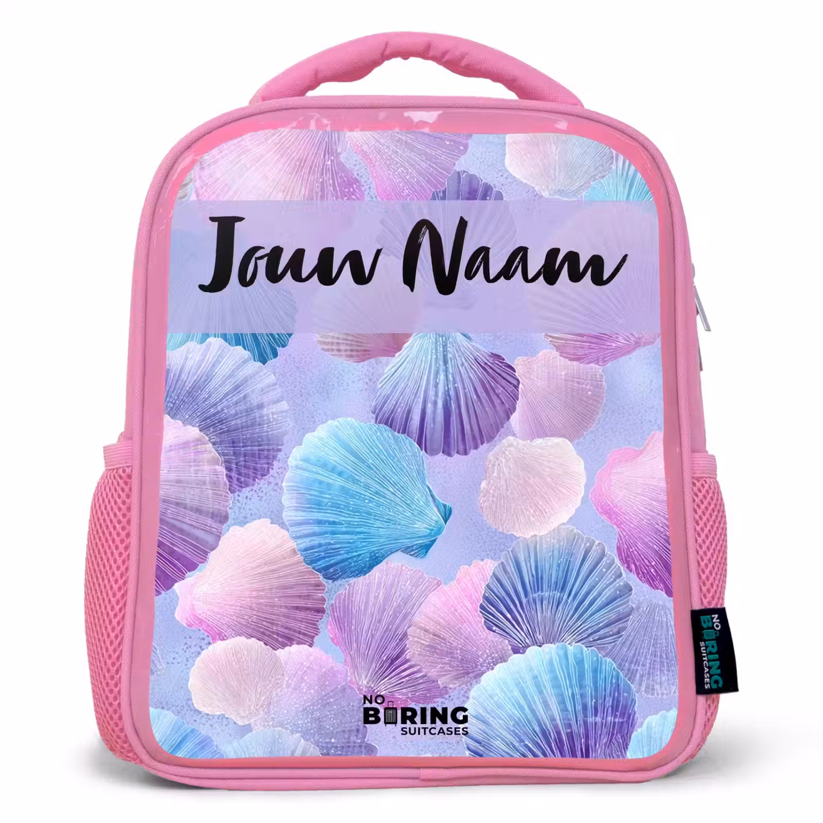 Kinderrugzak met naam - Roze - Schelpen - Paars - Blauw - Patroon β 1