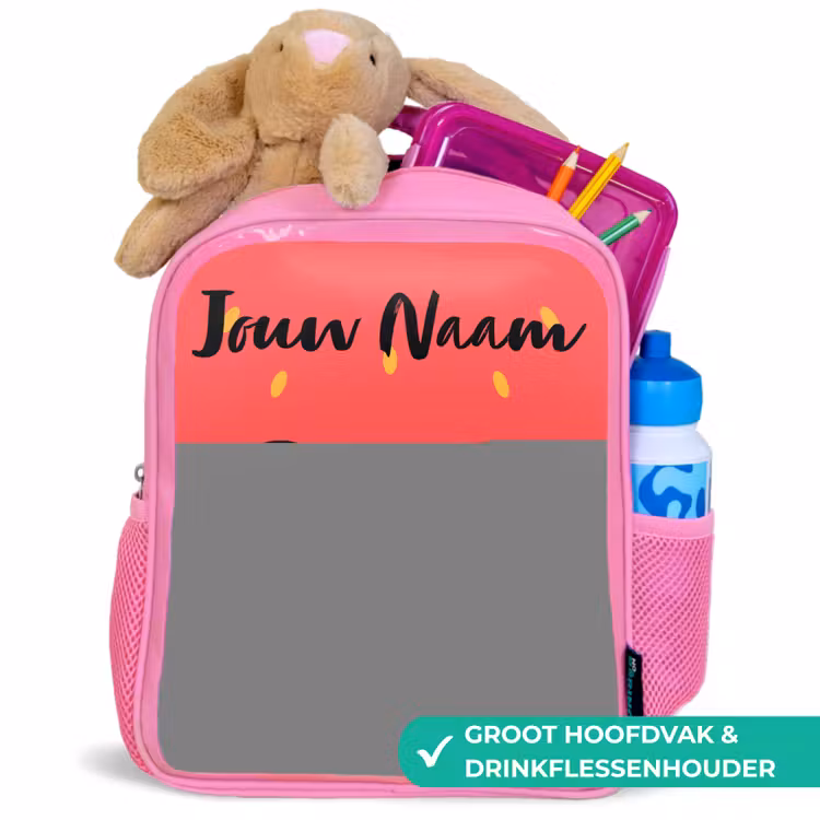 Kinderrugzak met naam - Roze - Kawai - Aardbei - Rood — 2