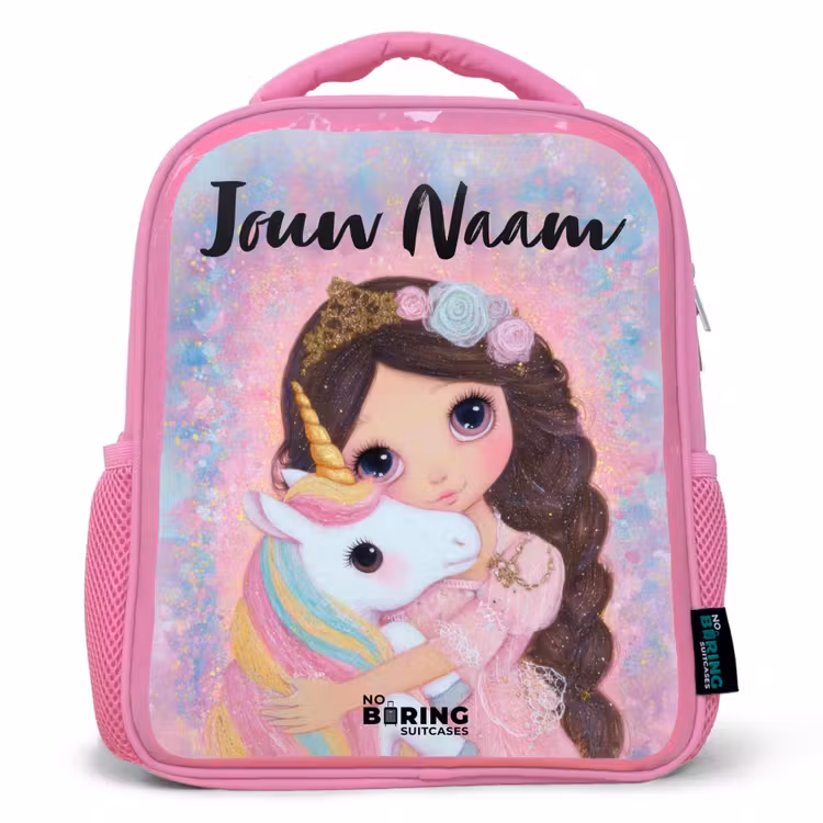 Kinderrugzak met naam - Roze - Meisje - Eenhoorn - Glitter — 1