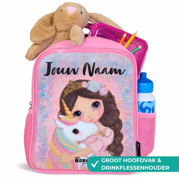 Kinderrugzak met naam - Roze - Meisje - Eenhoorn - Glitter — 2