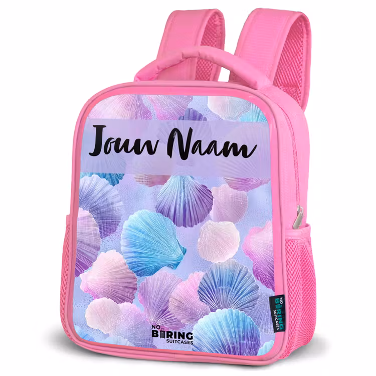 Kinderrugzak met naam - Roze - Schelpen - Paars - Blauw - Patroon β 4
