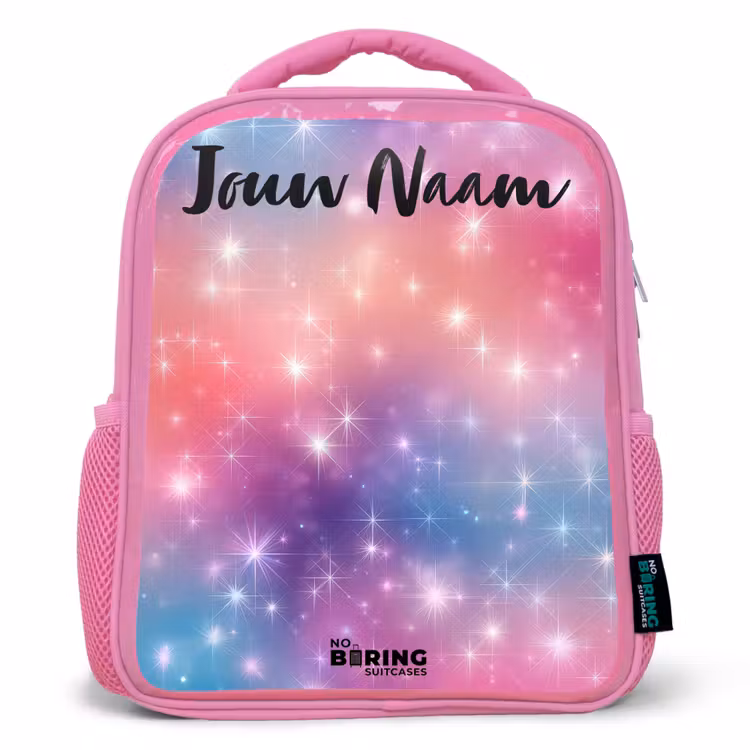 Kinderrugzak met naam - Roze - Sterren - Abstract - Kleuren — 1