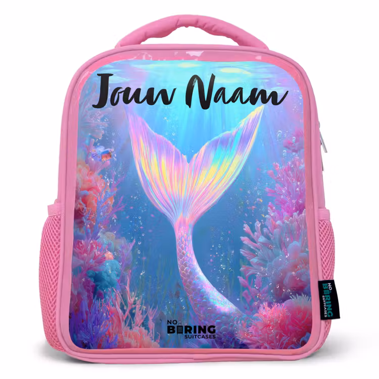 Kinderrugzak met naam - Roze - Zeemeermin - Koraal - Water — 1