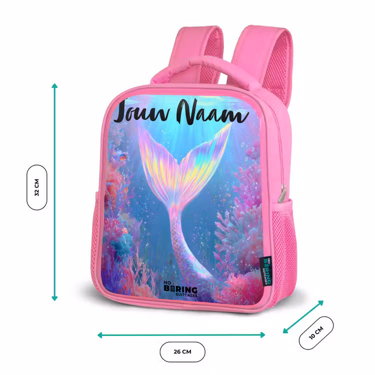 Kinderrugzak met naam - Roze - Zeemeermin - Koraal - Water — 3