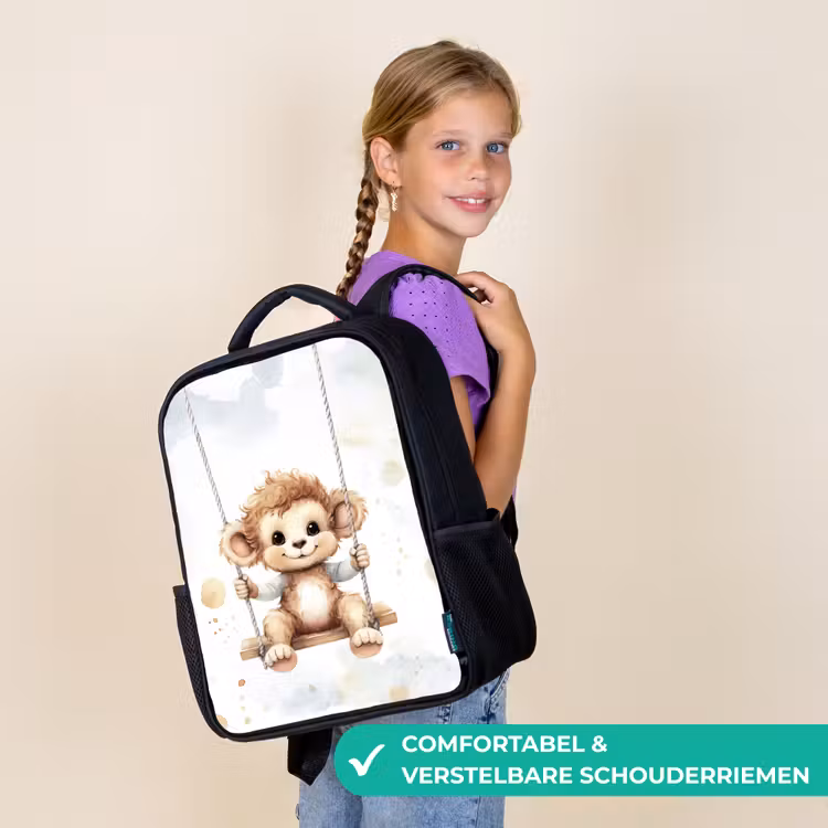 Kinderrugzak - Zwart - Aap - Dier - Kinderen — 3