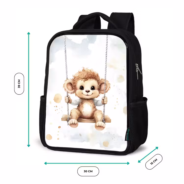 Kinderrugzak - Zwart - Aap - Dier - Kinderen — 5