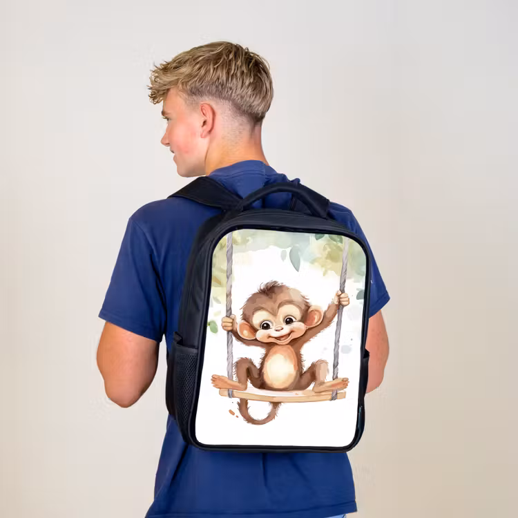 Kinderrugzak - Zwart - Aap - Dier - Kinderen - Jungle — 6