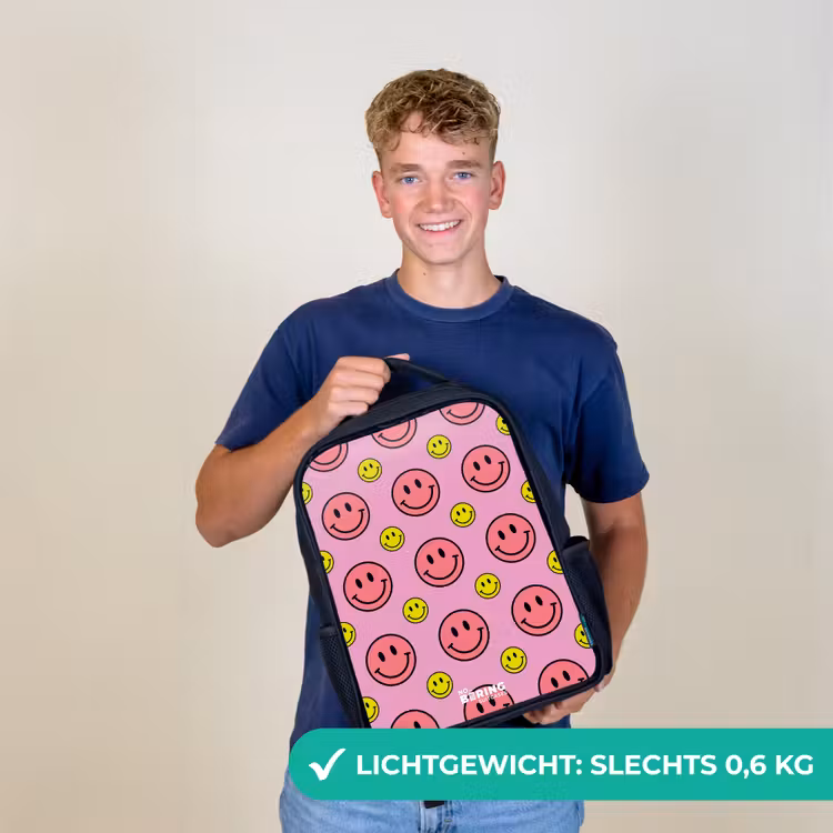 Kinderrugzak - Zwart - All smiles roze — 2