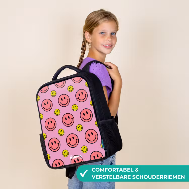 Kinderrugzak - Zwart - All smiles roze — 3