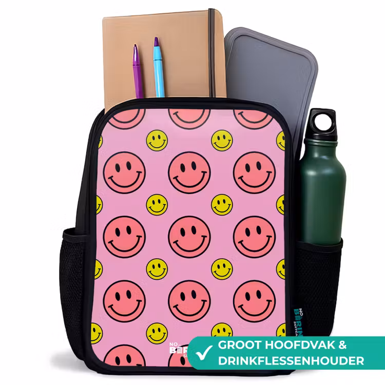 Kinderrugzak - Zwart - All smiles roze — 4