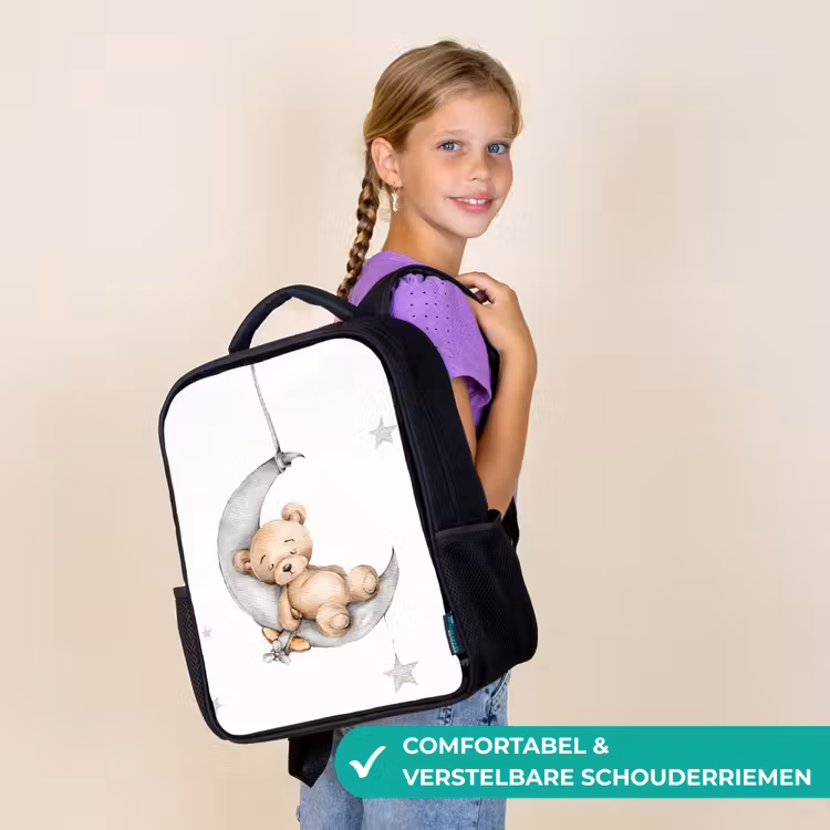 Kinderrugzak - Zwart - Beer - Maan - Sterren - Kinderen — 3