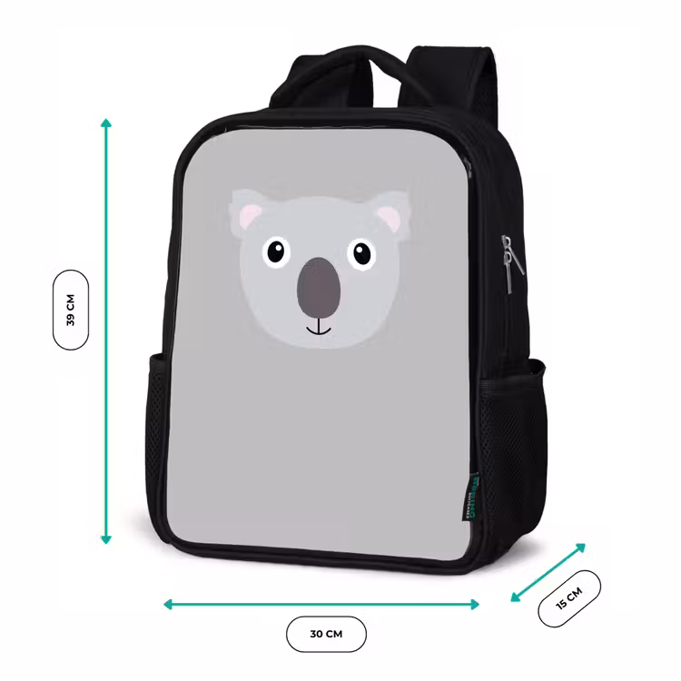 Kinderrugzak - Zwart - Dierenportret - Koala - grijs — 5