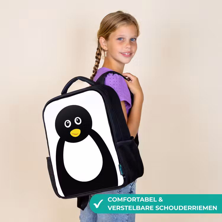 Kinderrugzak - Zwart - Dierenportret - Pinguïn - kinderen — 3
