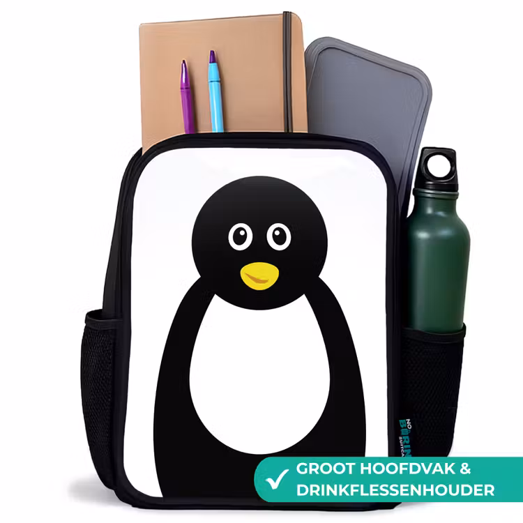 Kinderrugzak - Zwart - Dierenportret - Pinguïn - kinderen — 4