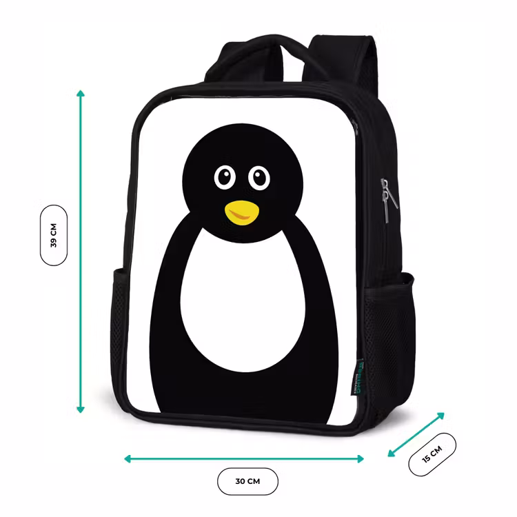 Kinderrugzak - Zwart - Dierenportret - Pinguïn - kinderen — 5