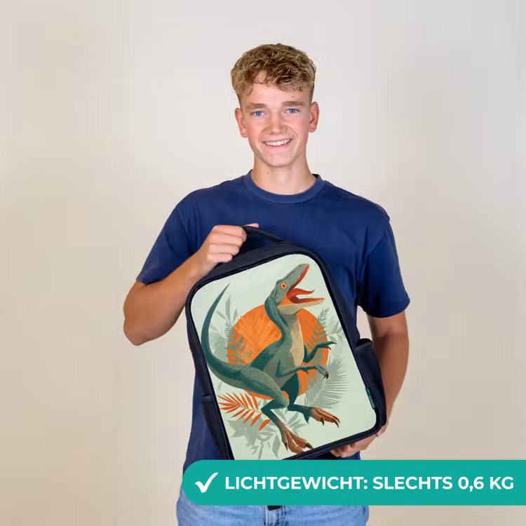 Kinderrugzak - Zwart - Dino - Bladeren - Grafisch - Groen — 2