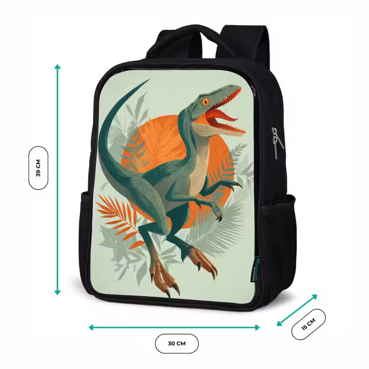 Kinderrugzak - Zwart - Dino - Bladeren - Grafisch - Groen — 5