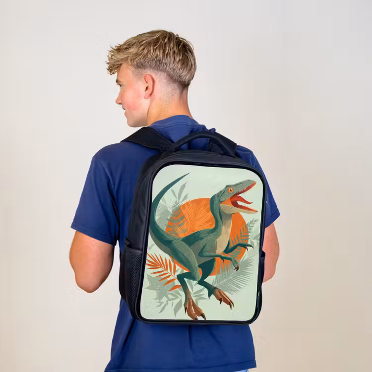 Kinderrugzak - Zwart - Dino - Bladeren - Grafisch - Groen — 6