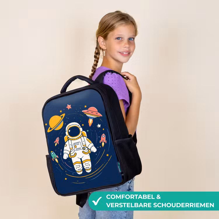 Kinderrugzak - Zwart - Astronaut - Planeten - Raket — 3