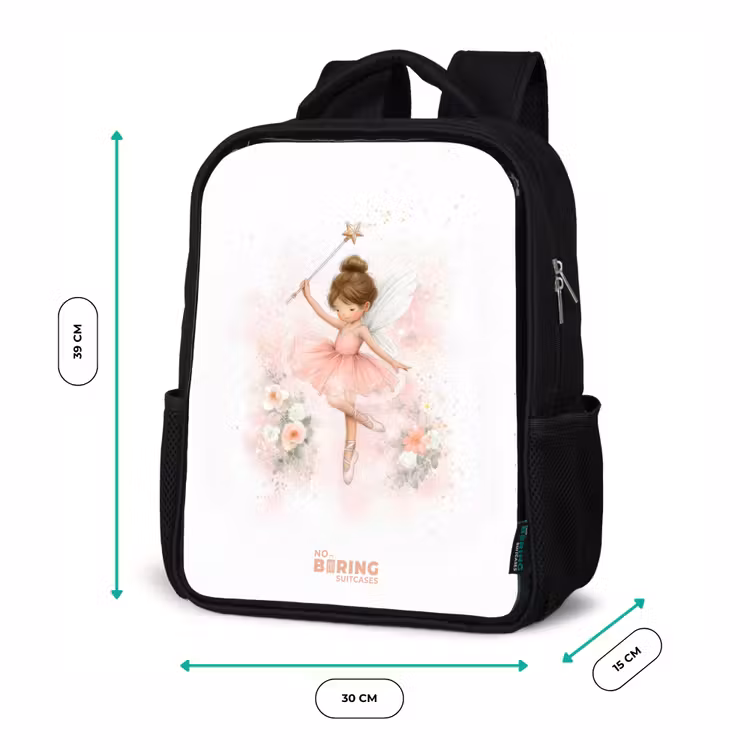 Kinderrugzak - Zwart - Ballerina fee in roze β 5